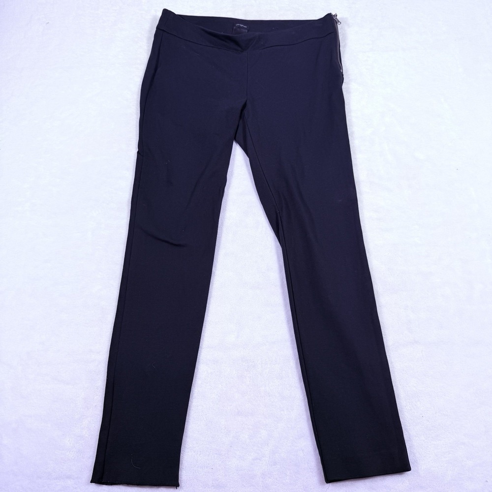 Ann Taylor Dress Pants Womens 8 Black Excellent Side Zip Slim Leg Trousers